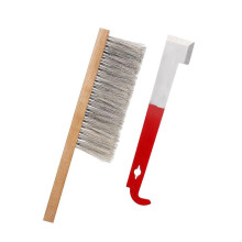 Bee Hive Tool for Beekeeping -J Hook & Natural Horsehair Bee Brush, Beehive Brush Bee Frame Lifter and Scraper