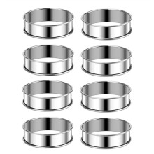3.15 Inch Muffin Ringen Crumpet Ringen, 8 Stuks RVS Muffin Ringen Mallen Dubbel Gerolde Taart Ringen Ronde Taart Ring