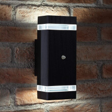 Auraglow Dusk Till Dawn Sensor Double Up & Down Outdoor Wall Security Light (Black, Cool White)