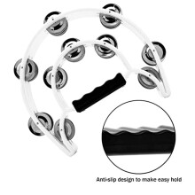 Half Moon Tambourine - Musical Instrument Percussion Drum & Guitar Playing (White)