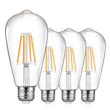 TopLeder LED E27 Edison Screw Bulb, E27 Bulb 6W (Equivalent to 60W) 2700K Warm White 800LM, Clear Glass, Non-Dimmable Pack of 4