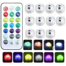 Raykce 10 Pack Mini Submersible LED Light with Remote, Colourful Battery Tea Lights ABS Material Shell Waterproof Pool Lights for Pool Party Decorati