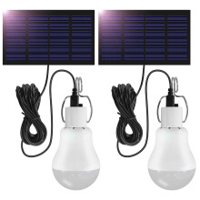 SCNNC 3W Solar Powered LED Shed Light Bulb with Cable 3.45M, USB Work Lights Portable Rechargeable Solar, LED Solar Shed Lights Indoor Outdoor for Ca