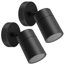 Kerry Outdoor Wall Lights, IP65 Waterproof Outside Lighting Mains Powered, External Black Stainless Steel Adjustable Spotlights, Exterior Wall Mount D