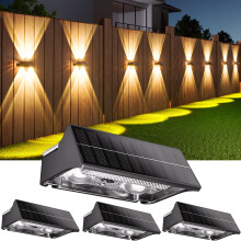 AIXPI Solar Fence Lights Outdoor Garden, 4 Pack RGB Solar Powered Wall Lights with 11 Modes, Up/Down Lighting & IP65 Waterproof for Courtyards, Patio,