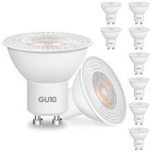 DMSELL 10 Pack GU10 LED Bulbs Warm White, 3000K, 5W, 600LM, CRI>80, Non Dimmable, Non Flicker Spotlight Bulbs for Home