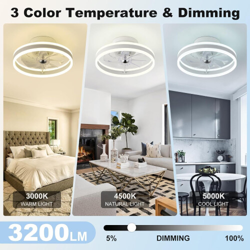 Ceiling Fan with Lights,16inch Flush Mount Ceiling Fans 2