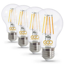 ECO 40W Energy Saving Light Bulb, Low Energy 4W Filament LED, 400 Lumen, Clear Glass, Warm White (2700K), E27 Edison Screw, 25000Hrs Lifetime. (4X Bu