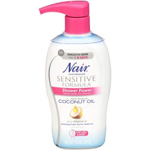 Crema Depilatoria Nair Sensitive con Aceite de Coco y Vitamina E, 12.6oz
