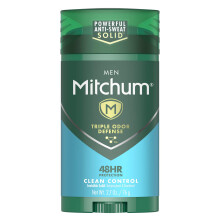 Mitchum Men's Deodorant, Antiperspirant Stick, Triple Odor Defense Invisible Solid, 48 Hr Protection, Dermatologist Tested, Clean Control, 2.7 Oz (Pac