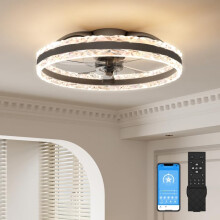 VOLISUN Ceiling Fans with Lights and Remote, 60cm Modern Smart LED Ceiling Fan Light, 6 Speeds and 3000K-6500K Dimmable Quiet Fan Ceiling Lights for