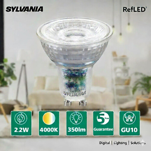 Sylvania SYLVANIA RefLED Platinum GU10 LED Light Bulb, Dimmable, 1