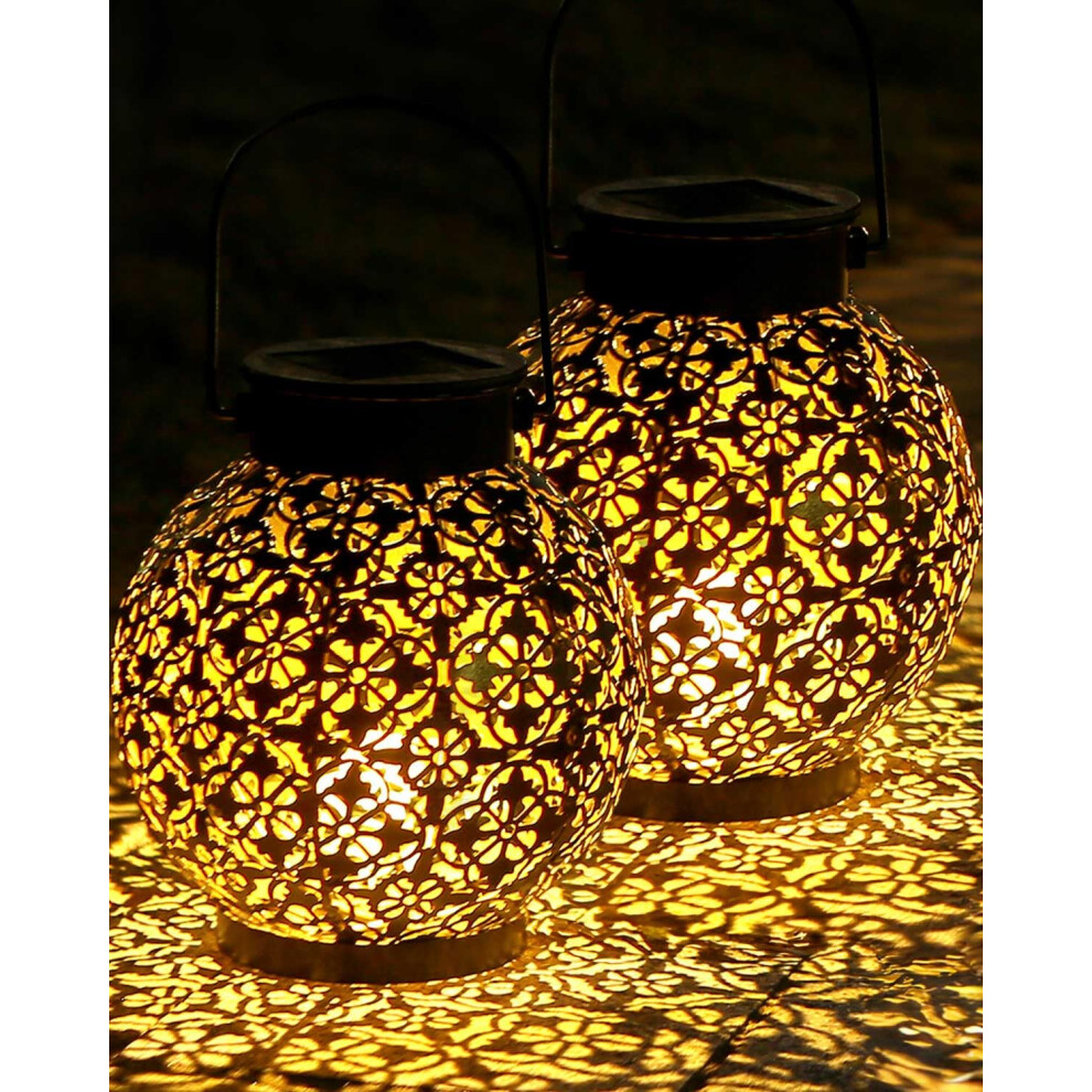Solar Lantern Outdoor, Ip44 Waterproof Lantern, Garden Solar Lamp For Sustainable Lighting, Metal Hanging Patio Lawn Warm White, 2Pack 44095819