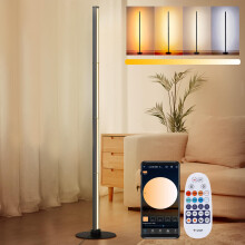 YOSION LED Modern Metal Floor Lamp, Color Changing Standing Lamp, Stepless Dimmable Corner Lamp with APP & Remote Control for Living Room, Bedroom, R