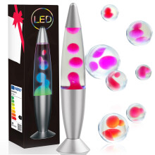 AONESY LED Liquid Motion Lamps 13.5''Colour Changing Lamp White Liquid & Pink Wax Lamps for Adults Kids Gift for Christmas Birthday Mood Light for Be
