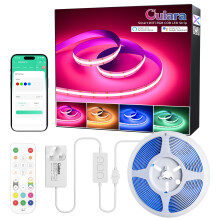 OULARA RGB COB LED Strip 10M Colour Changing Flexible LED Strip Lights Dimmable Multicolours RGB Lights with APP Control/Music Mode Work with Alexa/Go
