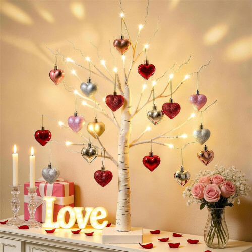 Wsndyjia Valentines Day Decor Lighted Tree, 18pcs