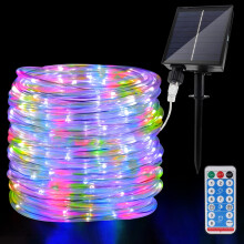 JIMACRO Outdoor Solar LED Rope Lights, IP65 Waterproof Rope Lights 72.2ft 200LEDs Solar Decoration Lights with 8 Lighting Modes, Rope Fairy Light for