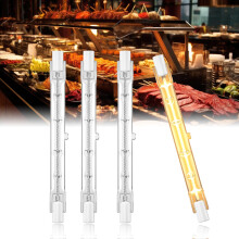 BrightArk 4 Pack 300W Heat Lamps, 118MM R7S Halogen Food Heater Bulbs for Buffets, Kitchens