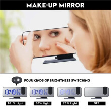 LED Digital Projection Clock Mirrow Radio USB Temperature Humidity Brightness Adjustment Snooze Home Desktop Decoration