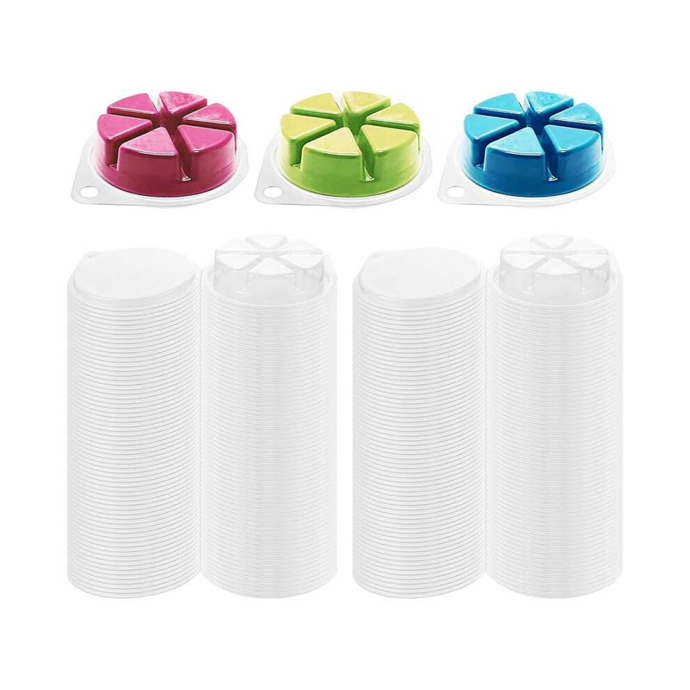100pcs Wax Melt Molds, Flip Top Clear Wax Melting Containers, 6 Cavities Round Plastic Wax Melting Clamshells