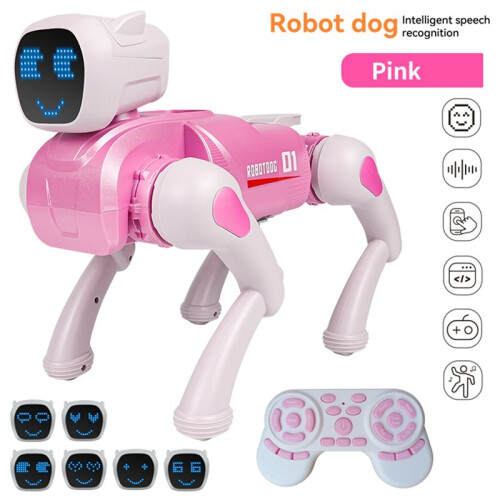 2.4G Intelligent RC Robot Mechanical Dog Voice Dialogue Cute Expression Light APP Remote Control Programming Toy 1