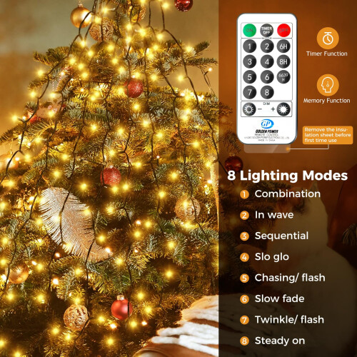 litogo Christmas Tree Lights 480LED Mains Powered, Warm 1