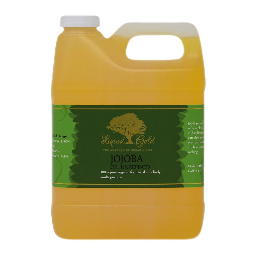 Liquid Gold Inc 32 Fl.oz Premium Golden Jojoba Oil 100% Pure Organic Cold Pressed Unrefined Skin Nail Health Care Moisturizer