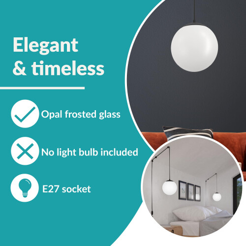 EGLO Eglo Plug in Pendant Light Rondo 3, Light Cord with Switch, 1