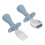 2Sets Sky-Blue Silicone Handle Children Silverware Set Stainless Steel 1