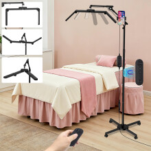 Woputne 40W Foldable Square Lash Light for Beauty Eyelash Tech Tattoo, 3 Color Modes & 10 Dimming Brightness, 34.5in Adjustable Lamp Head & Arms, Rem