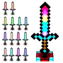 NAVESO Glowing Diamond Sword, 39 cm Light Up Sword Toy with 14 Adjustable Colour, Rechargeable Toy Weapon Battle Accessory, Gifts for Video Game Fans