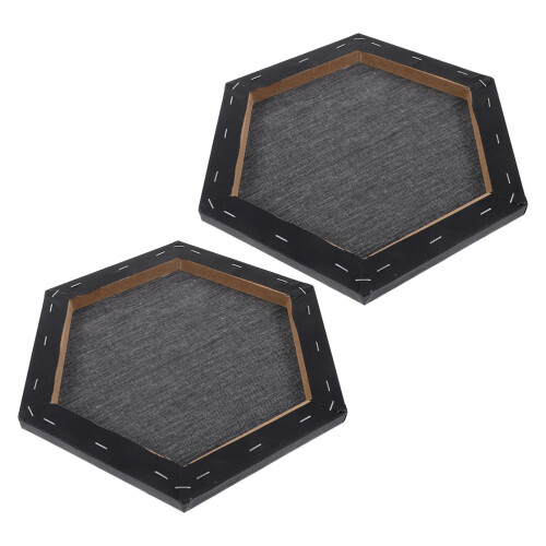 2Stk Schwarze Holz Leinwand Hexagon Panel Für Ölgemälde & Malerei