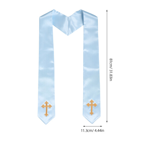 Himmelsblaue Satin Geistliche Stola Mit Bestickt 2