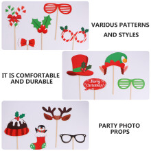 128Stk Weihnachts-Party Fotorequisiten Grün Papier Mit Holzstab