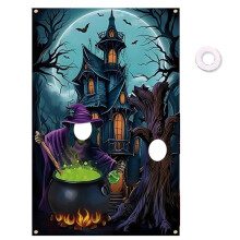 6x4 Ft Halloween Horror Night Photography Backdrop with Scary Witch Design for Party Photo Props