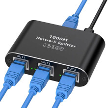 RJ45 Ethernet Splitter 1 to 3 LAN Splitter 1000Mbps Gigabit Ethernet with USB-C Power Cable for Cat5/5e/6/7/8