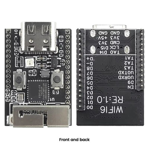 ESP32-C6 Development Board RISC-V 32-Bit  Wifi6 Module with Crystal Oscillator RGB LED 4MB FLASH USB Type-C 1