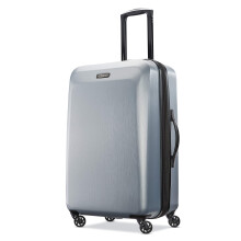 American Tourister Moonlight Hardside Expandable Luggage with Spinner Wheels, Silver, Checked-Medium 24-Inch, American Tourister Moonlight Hardside