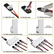 Tråddelare 18-22AWG Snabbskarvning Krympterminaler LED-Kontakter 2P Elkabelkopplingsdosa 1 Punkt 4