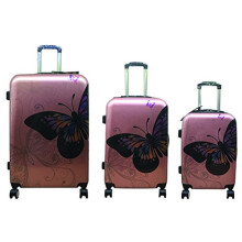 Hard Shell 4 Wheel Suitcase PC Luggage Trolley Case Cabin Hand Butterfly Gold (Small 20")