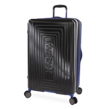 Hurley Suki Hardside Spinner Check in Luggage 29", Black/Blue, 8 Wheel 360 Degree Spinner, Push Button Trolley Handle, Durable Super Abs Hardshell