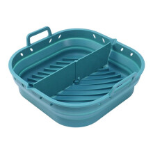 Air Fryer Silicone Plate Square Reusable Air Fryer Cooking Accessories Foldable 8.5in Airfryer Tool Baking Mold