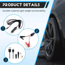 For Car Jump Portable Car Tire Inflator with Rechargeable Battery Power Bank 5 Nozzles for Motorcycle with Light