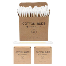 SWKJ Bamboo Cotton Buds, 200 PCS (2 x 100) Eco-Friendly Cotton Ear Buds Swabs with Bamboo Handle - Recyclable and Biodegradable Cotton Swabs for