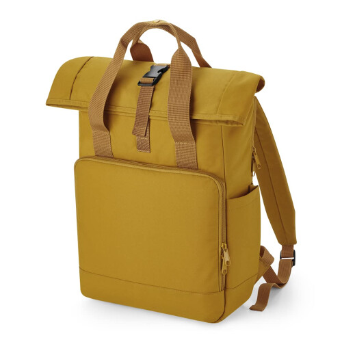 BagBase BagBase BG118L Recycled Twin Handle Roll-Top Laptop Backpack - Mustard