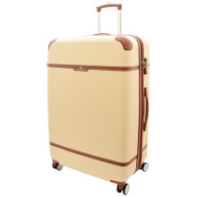 Divergent Retail DR502 Hard Shell Retro Vintage Four Wheel Luggage Beige (Large)