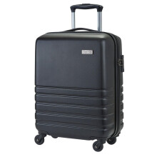 Infinity Leather Hard Shell Black Suitcase Set 4 Wheel Cabin Luggage Trolley Travel Bag