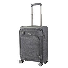 Infinity Leather Lightweight Grey Soft Suitcases 4 Wheel Luggage Travel Trolley Cases Cabin Bags