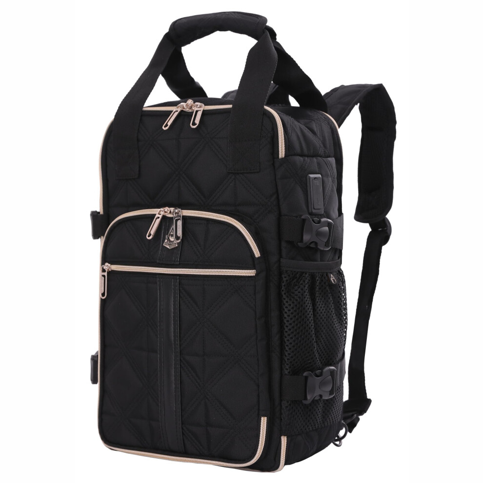 Aerolite Ryanair & Wizz Air Quilted Lightweight Under Seat Travel Carry On Hand Cabin Luggage Backpack Rucksack Flight Bag 40X20x25 (Black) Black